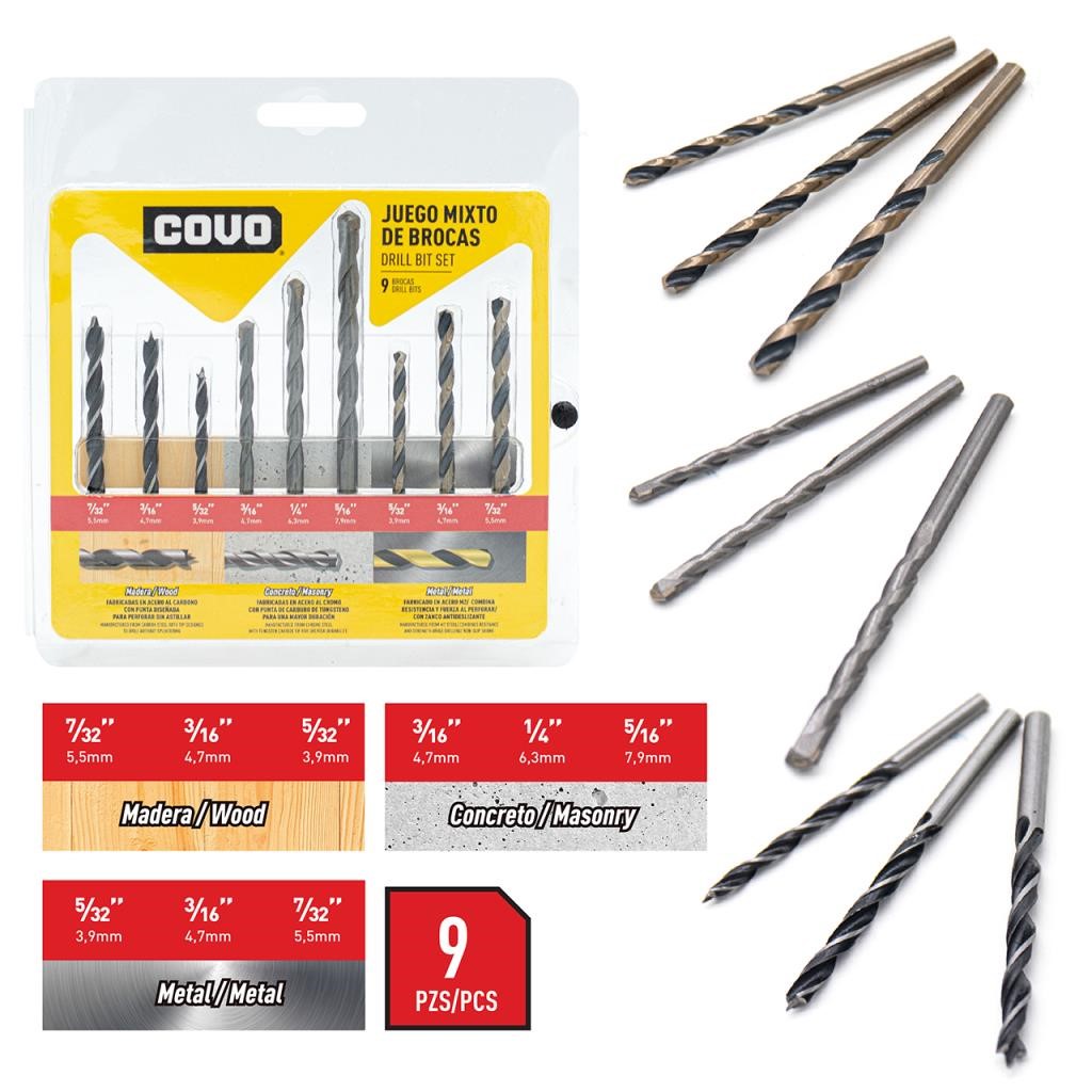 9PCS DRILL BIT SET CV DB3